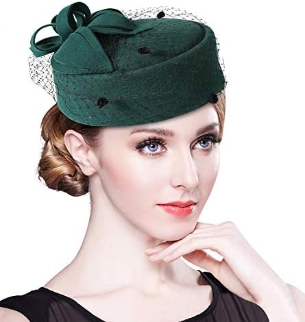 Vintage Sinamay Teardrop Pillbox Fascinator Hat with Veil Clip for Church Derby Women main image 4