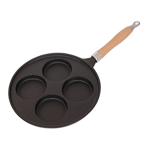 Nadalan Cast Iron Omelette Pot Egg Dumpling Pot Four Hole Breakfast Frying Pan
