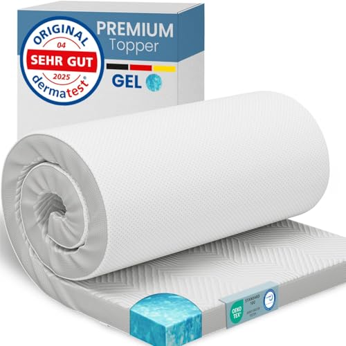 ELONEO Gel Topper 100x200cm, Matratzentopper aus 5 cm hohem Gel-Memory- Schaum, atmungsaktiver 3D-Netz Bezug, Bequeme Matratzenauflage für Bett und Bo