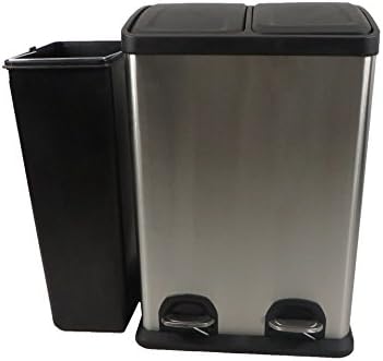 YUGDSIMB Stainless Steel Foot Classification Trash Cans Black 40L