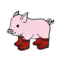 opOpb213IL Brooch Pin，Kawaii Cartoon Pig Rain Boots Animal Alloy Enamel Brooch Pin Party Gift Badge - Red