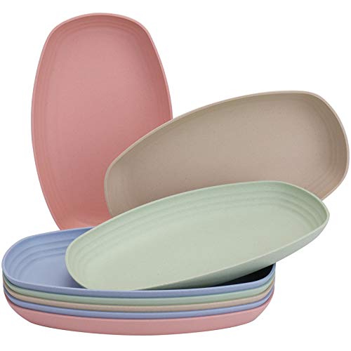 Yopay 8 Pack Wheat Straw Plates, 11 Inch Microwave Safe Lunch Dinner