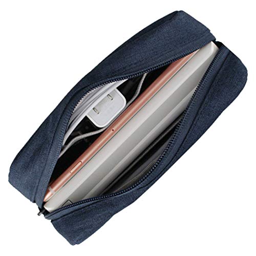 Electronic Accessories Bag,Digital Gadget Organizer Case,Nylon Travel Gear Storage Carrying Sleeve Pouch for Cable,USB,Earphones,Portable Hard Drives,Power Banks,Navy