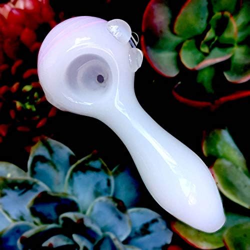 SgooYi Cute White Pipe Newest Glassworks Handmade Style(Spiral Pink Circle)