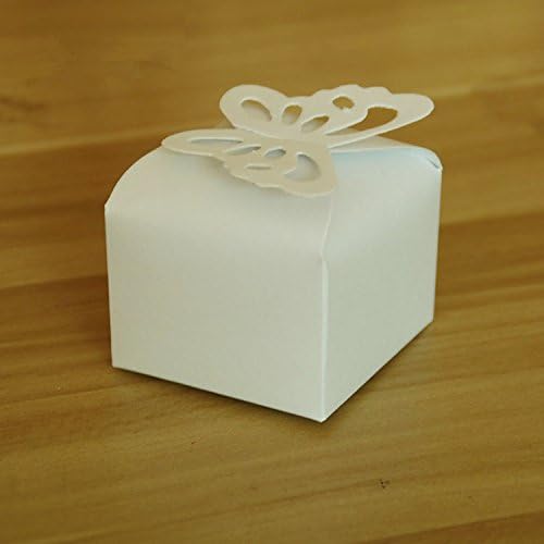 100 Pcs Butterfly Wedding Favors Candy Boxes Gifts Box Marriage Party Favor (White)