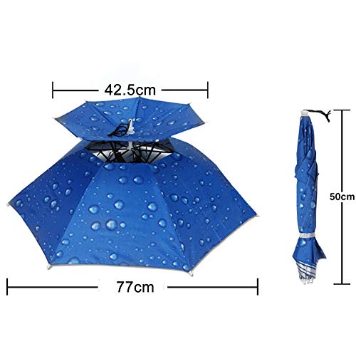 Tubwair Hands Free Fishing Umbrella Hat Double Layer Folding Canopy Vented UV Protection Windproof Waterproof Umbrella Cap Fishing Cycling Hiking Camping Gardening in Outdoor Recreation(Purple)