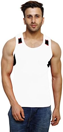 Sirtex Eazy Comfortable Sleeveless Mens Gym Vest - White 100% Rib Combed Cotton