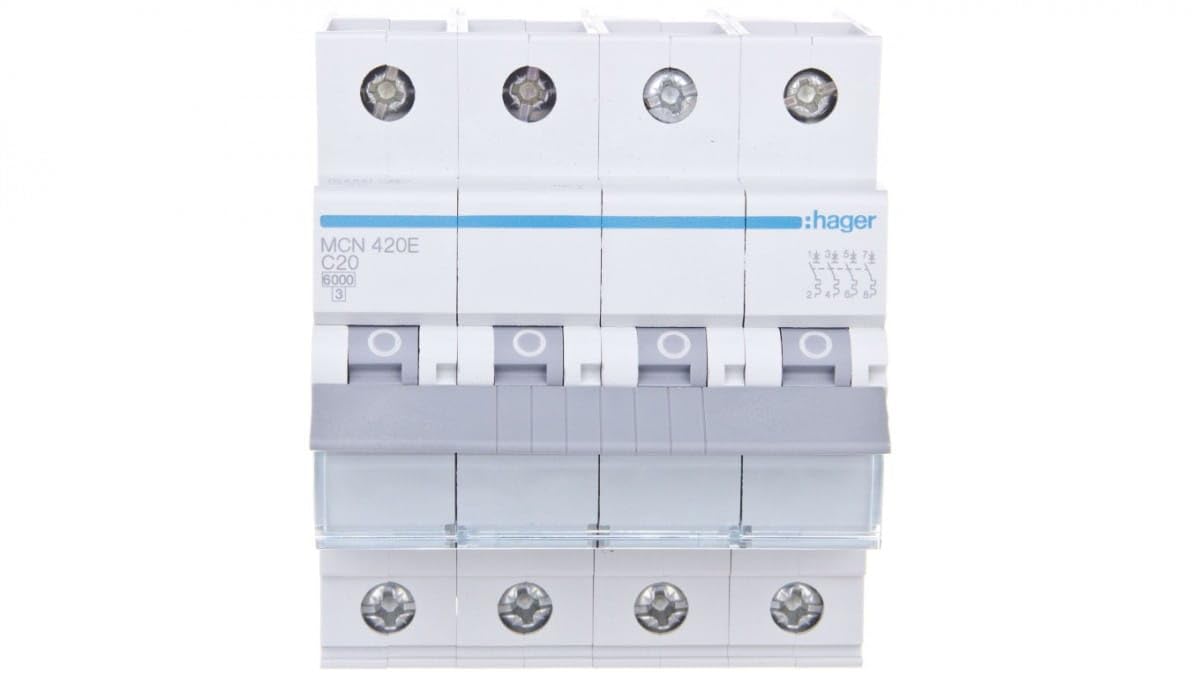 Circuit Breaker 4P C 20A 6kA AC MCN420E hager polo 3250614314131