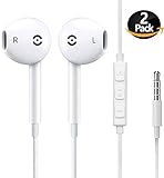 Earbuds,Generic Headphones with Microphone New Earphones for Apple iPhone 6s 6 Plus 5s 5 4s 4 SE iPad iPod 7 8 iOS S8 S7 S6 Note 1 2 3 Earbuds Earphones 2 Pack Headphones Earpods
