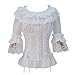 Smiling Angel Ruffle Retro Chiffon Half Sleeve Victorian Lolita White Blouse (XXL)