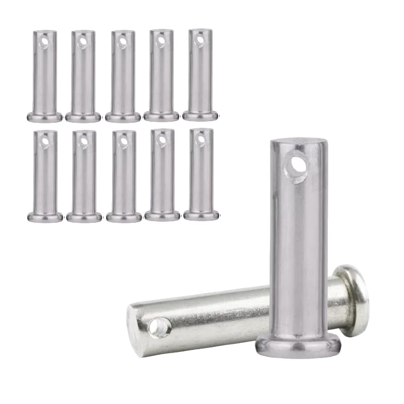 10Pcs Single Hole Clevis Pins,M6*40MM Stainless Steel Flat Head Pin,Zinc-Plating Clevis Pins,T Shape Round Pin for Hitch Pin Lock Systems