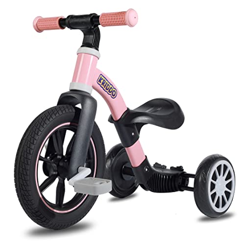 KRIDDO 3-in-1 Kids Tricycles for 2-3 Year Old, 12 Inch Front Wheel
