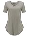 StyleDome Women V Neck Casual Blouse Shirts Short Sleeve Asymmetrical Hem Solid Plain Long Tee Tops Grey US 14
