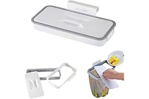 Kitchen Cabinet Hanging Trash Can with Lid, Cupboard Door Garbage Bin Rack Holder for Kitchen RV Bathroom, Space Saving Waste