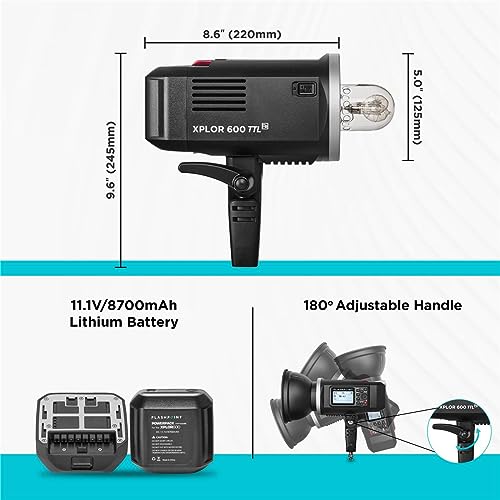 Flashpoint XPLOR 600 TTL Liion BatteryPowered HSS Strobe Light With