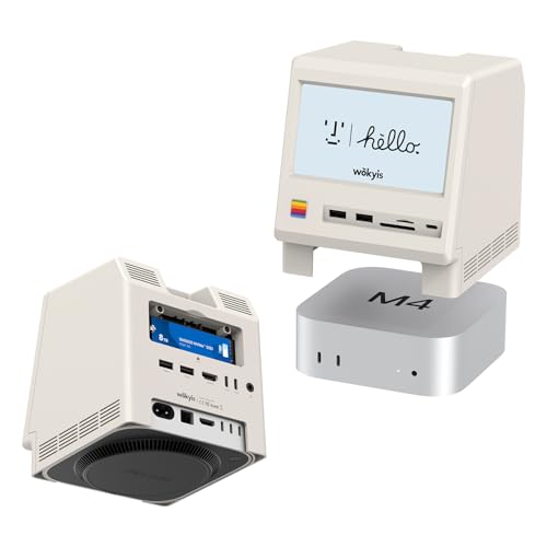 Wokyis M5 Connection Base for Mac mini M4 (5 inch HD Screen, M.2 NVMe SSD Case, SD/Micro SD 4.0 Card Reader, 4 USB-A Ports, 1 USB-C (10Gbps), 3.5 Headphone Jack)