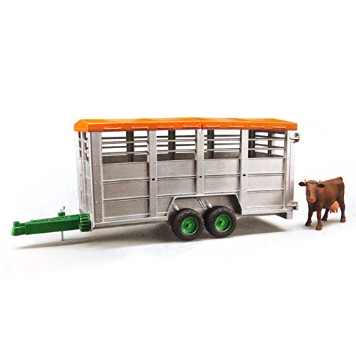 Bruder Livestock Trailer Vehicle with 1 Cow, Brown/Black, One Size