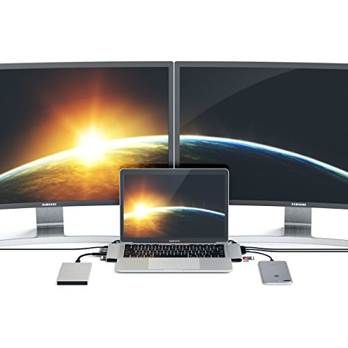 Satechi Aluminum Type-C Pro Hub Adapter - Thunderbolt 3 (40Gbs), 4k HDMI, Pass-Through Charging, SD/Micro Card Reader, 2 USB 3.0 Ports for 2016/2017 MacBook Pro 13-Inch and 15-Inch (Silver)