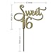 Gold Glitter Monogram Sweet 16 Cake Topper, 16th Birthday Party and Decoration. Also for Cupcakes