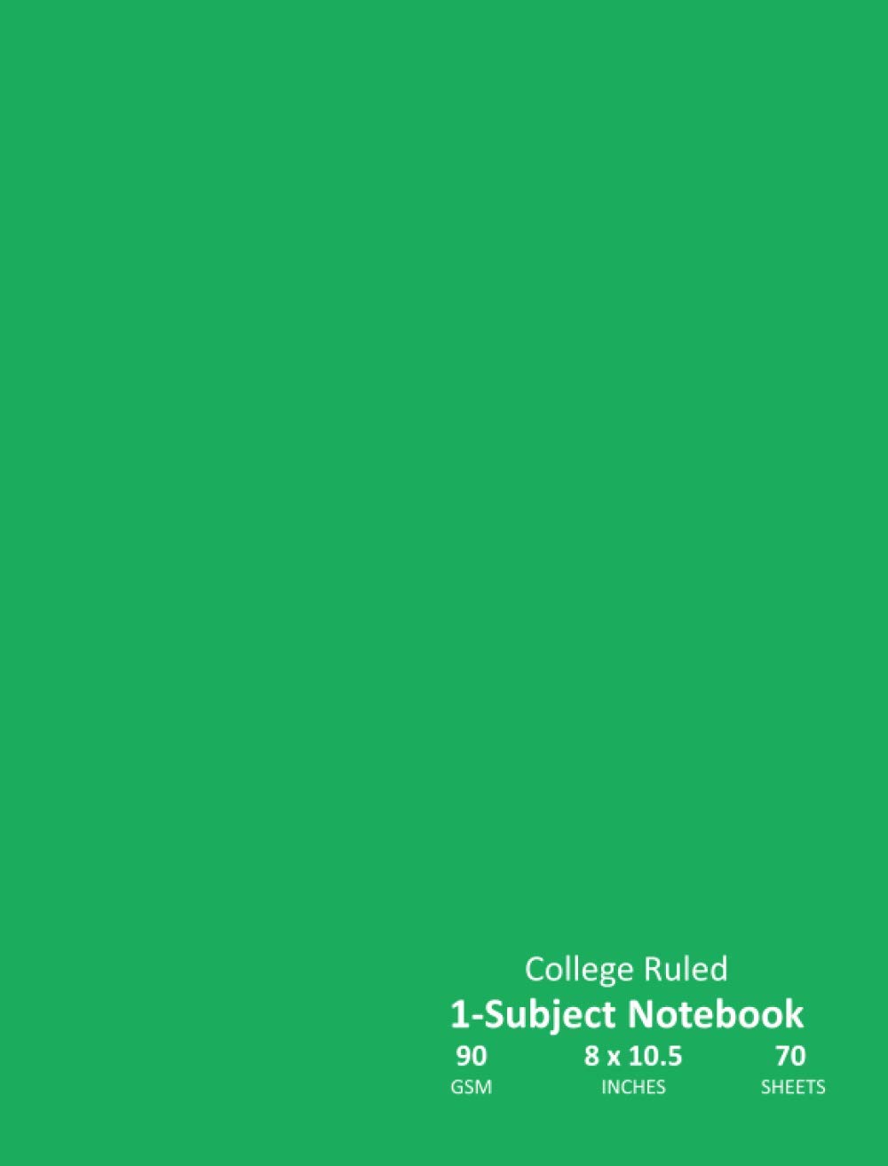 Photo 1 of 1-Subject Notebook: 8" x 10-1/2", College Rule Note Book, 70 Sheets/ 140 Pages, Thick 90gsm White Paper, Line Ruled With Margin, Writing Notepad ... Etc. | Perfect Bound, Soft Cover - Green