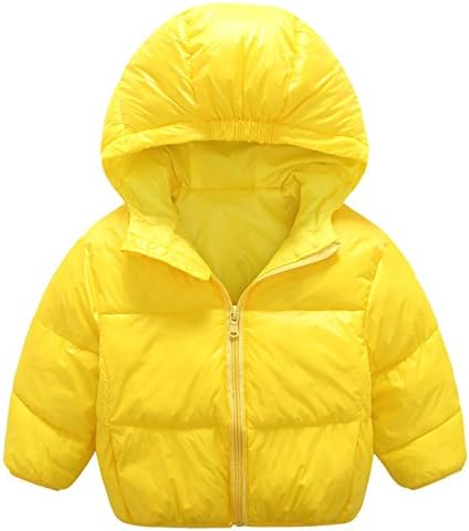Mengxiaoya Boys Girls Winter Down Jacket Cotton Puffer Coats Quilted Warm Outerwear Yellow 2T-3T