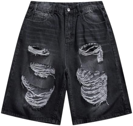 Hesaco Jorts for Men - Y2k Jorts Baggy Jorts Distressed Jeans
