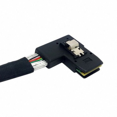 JSER Ultra Slim Flat Left Angled 90 Degree Mini SAS 36pin SFF-8087 to 8087 Data Raid Cable 80cm JSER
