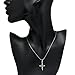 925 Sterling Silver Vintage Rose Flower Cross Pendant Necklace, 18 inch Snake Chain
