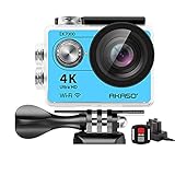 AKASO 4K Wi-Fi Sports Action Camera Ultra HD Waterproof DV Camcorder 12MP 170 Degree Wide Angle LCD Screen/Remote, Royal Blue (EK7000BL)
