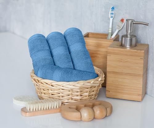 - Juego Toallas Baño Completo 8 Piezas (Azul Eléctrico)