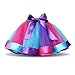 Rainbow Tutu Dance Skirt GoFriend Baby Girl Kids layered Tiered Ribbon Petticoat Dress Ballet Clubwear (M, 2-4 years, Color 1)