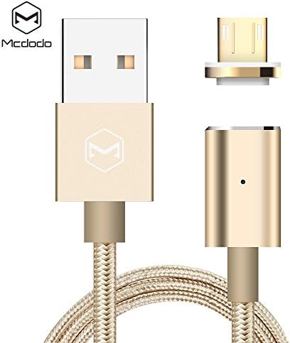 MCDODO 2.4a Fast Magnetic Charging Cable with LED Charge + Sync Indicating Light. Compatible with all Micro to USB Android Devices (Android Gold)