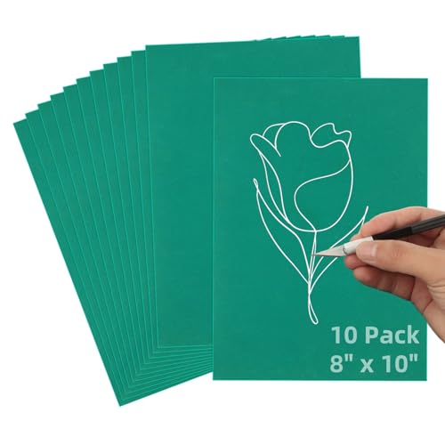 LDHHYH 10 Pack 8 x 10 Inch Linoleum Block for Printmaking, 3mm Thick Linocut Block Linoleum Blocks, Soft Linoleum Carving Block for Engraving Art Project Printmaking Stamp Carving Block - Green