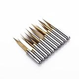 Autek 10x Titanium Coated Carbide PCB Engraving CNC Bit Router Tool 15 Degree 0.1mm Tip(J3.1501Tix10)