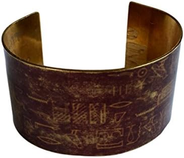 Egyptian Hieroglyphics - Brass Cuff Bracelet 1 1/2" x 6" Custom Handmade Personalized Jewelry - Gifts und