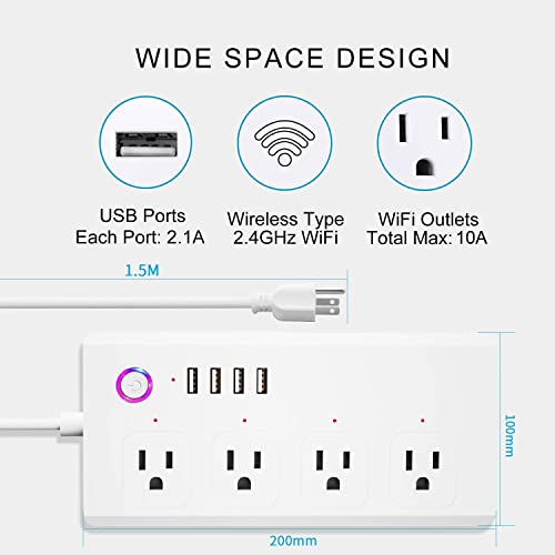Smart Power Strip, WiFi Smart Plug Surge Protector with 4 Individually