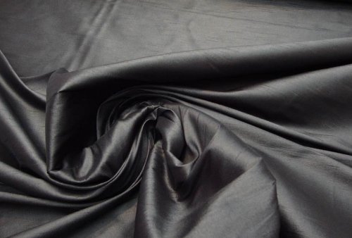 Black Shantung Dupioni Faux Silk Fabric Per Yard