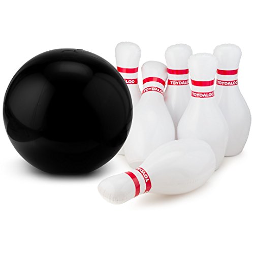 Toydaloo Giant Inflatable Bowling Kids Set 7 Piece - Jumbo Bowling Pins Outdoor Yard Game | Large Oversize Sports Games for Kids 3 and Up - Beach | Camping | Parks | Sporting Events | Party - Thumbnail 2