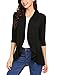 Mofavor Women's Casual 3/4 Sleeve Draped Ruffles Open Front Knit Cardigan