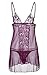 BMAKA Women Outfits Halter Lingerie Mini Nightwear Transparent Lace Babydoll Sets of 3
