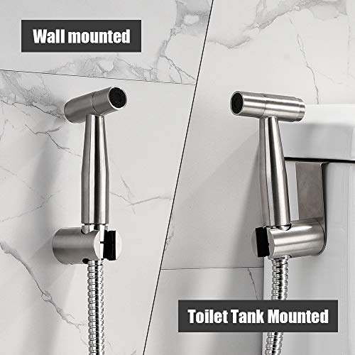 Baby Cloth Diaper Sprayer - Handheld Stainless Steel Bidet Toilet Shattaf Sprayer with Brushed Nickel - Complete Sprayer and Hose Set - Sprayer Used for Personal Hygiene - Thumbnail 5