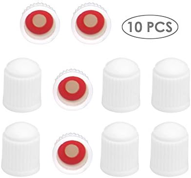 10 PCS White Tire Valve Stem Cap+Rubber Seal-TPMS Safe Anti-Rust for Schrader Valve 8V1-Cruiser Bike Motorcycle Car SUV Jeep Truck Pickup Minivan ATV/UTV RV BMX Golf Cart Boat Trailer Mower Stroller