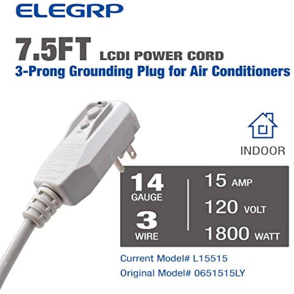 0651515LY L15515 14AWG LCDI Power Cord Plug For A/C Air Conditioner