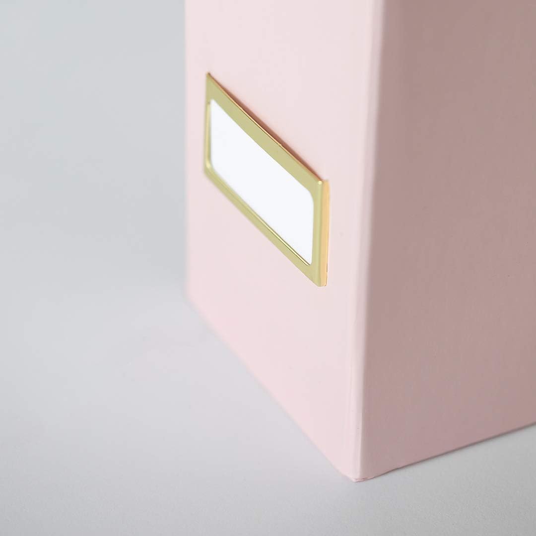 Blu Monaco Foldable Pink Magazine Holder with Gold Label Holder - Set of 6 - Cardboard Magazine File Boxes Desk File Organizer: Home & Kitchen