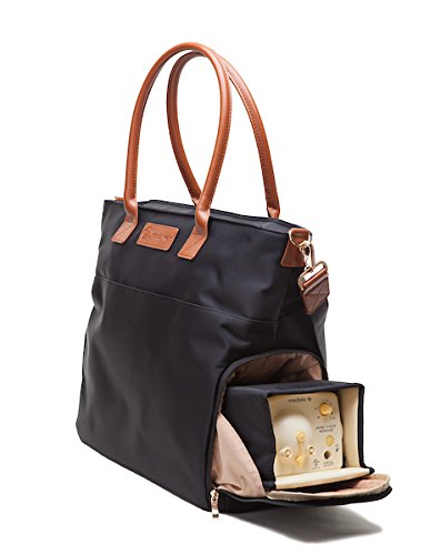 Sarah Wells Abby Breast Pump Bag with Real Leather Straps (Black)