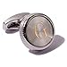 HJ Men's 2PCS Fashion Dazzle Tuxedo Shirts Platinum Plated Cufflinks Initial Letter 2 Color A-Z (silver G)