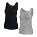 DR. MAのGOTEK Camisoles for Women with Built-in Shelf Bras, Comfortable Padded Bra Women cami, Wide Straps Tank Top (2X-Large, Black/Gray(2pcs))