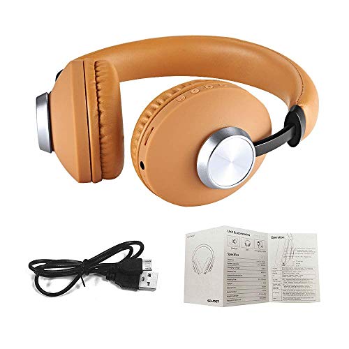 Wireless Headset, STOGA Over-Ear Headphones with Mic Bluetooth Earphones with Stereo Bass (Brown)
