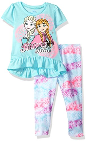 Disney toddler girls  frozen legging set with fashion top, blue, …