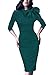 Women's 1950s Retro 3/4 Sleeve Bow Cocktail Party Evening Dress Work Pencil Dress Green X-Large